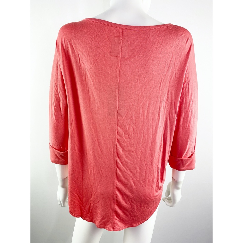NEW Chaser Coral Pink Shirttail Top Rolltab Sleeve - Picture 6 of 7